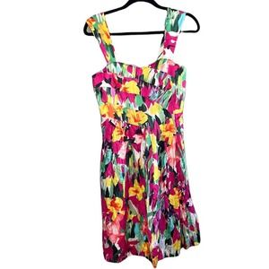 Suzi Chin for Maggie Boutique Floral Silk Blend Sleeveless Dress Size 6